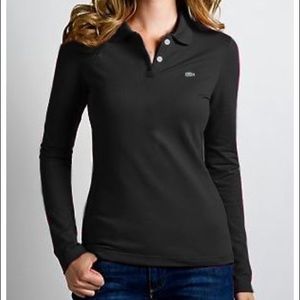 Lactose black long sleeved button up polo shirt